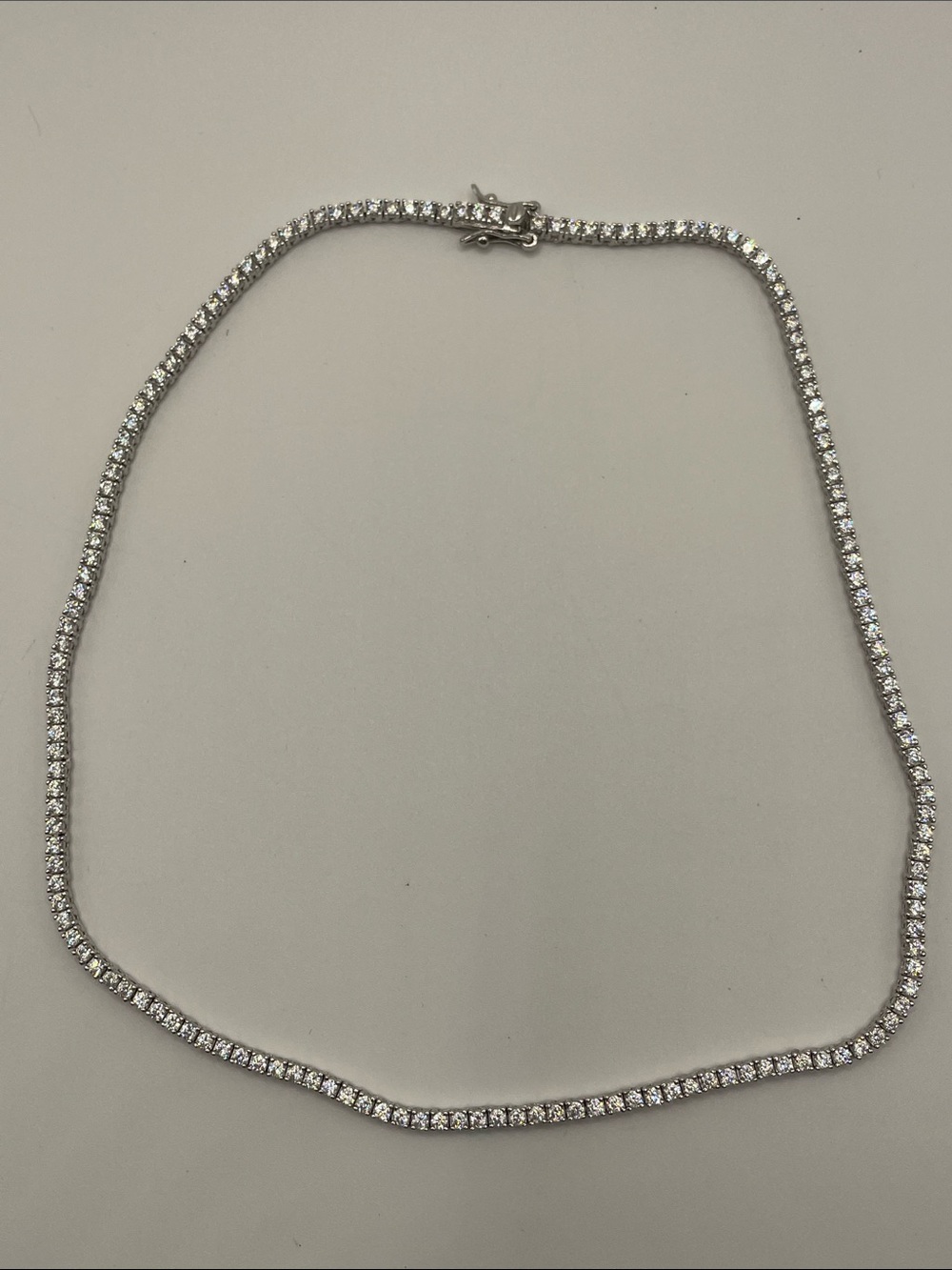 925 Sterling Silver CZ Choker Tennis Necklace Length 15” - Picture 2 of 11